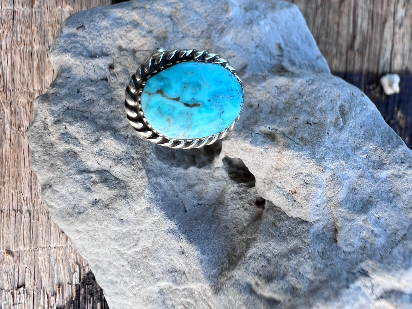 Handmade Sterling & Campitos Turquoise Hair Button 5/8”