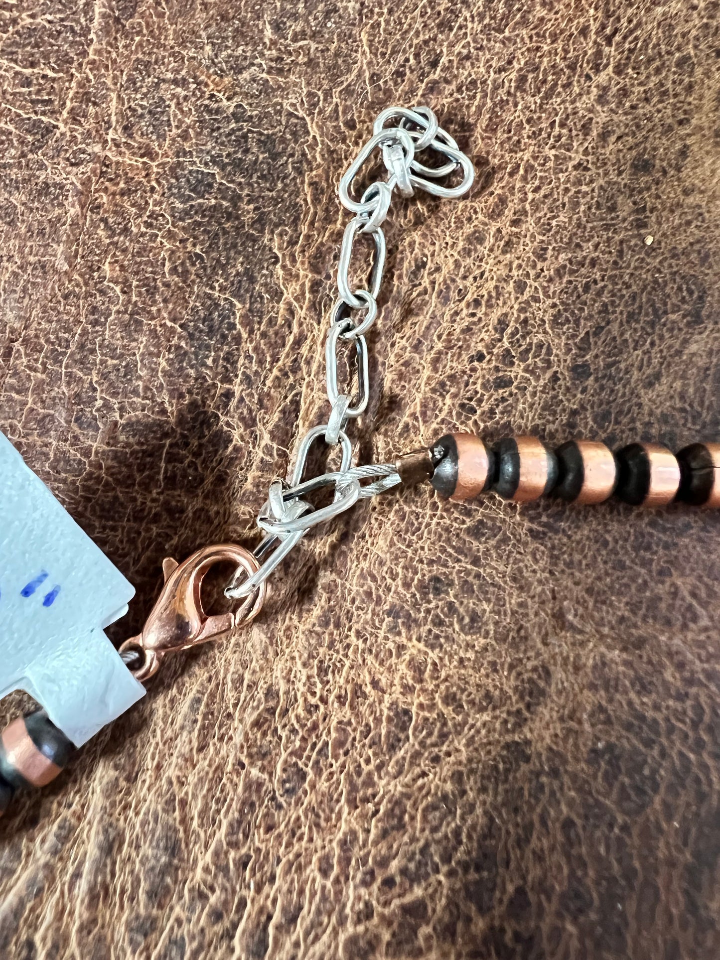 Copper & Sterling Silver 4-10mm Bead Necklace 20-22”