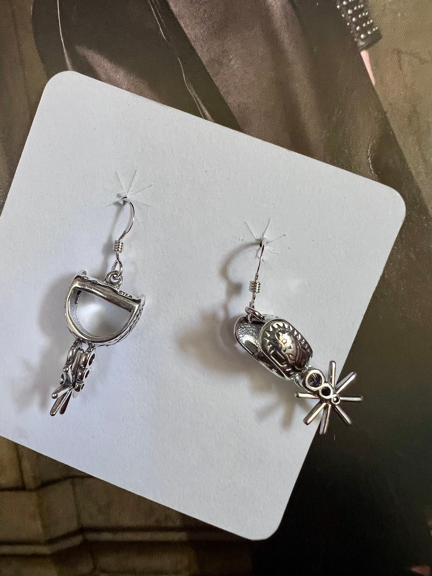 Sterling Silver Spur Dangle Earrings 1.5”