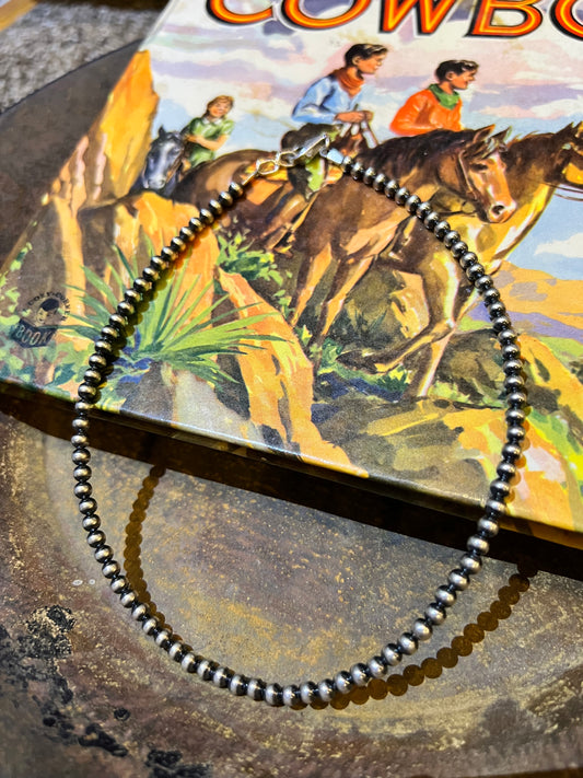 Sterling Silver Oxidized 4mm Bead 14” Necklace