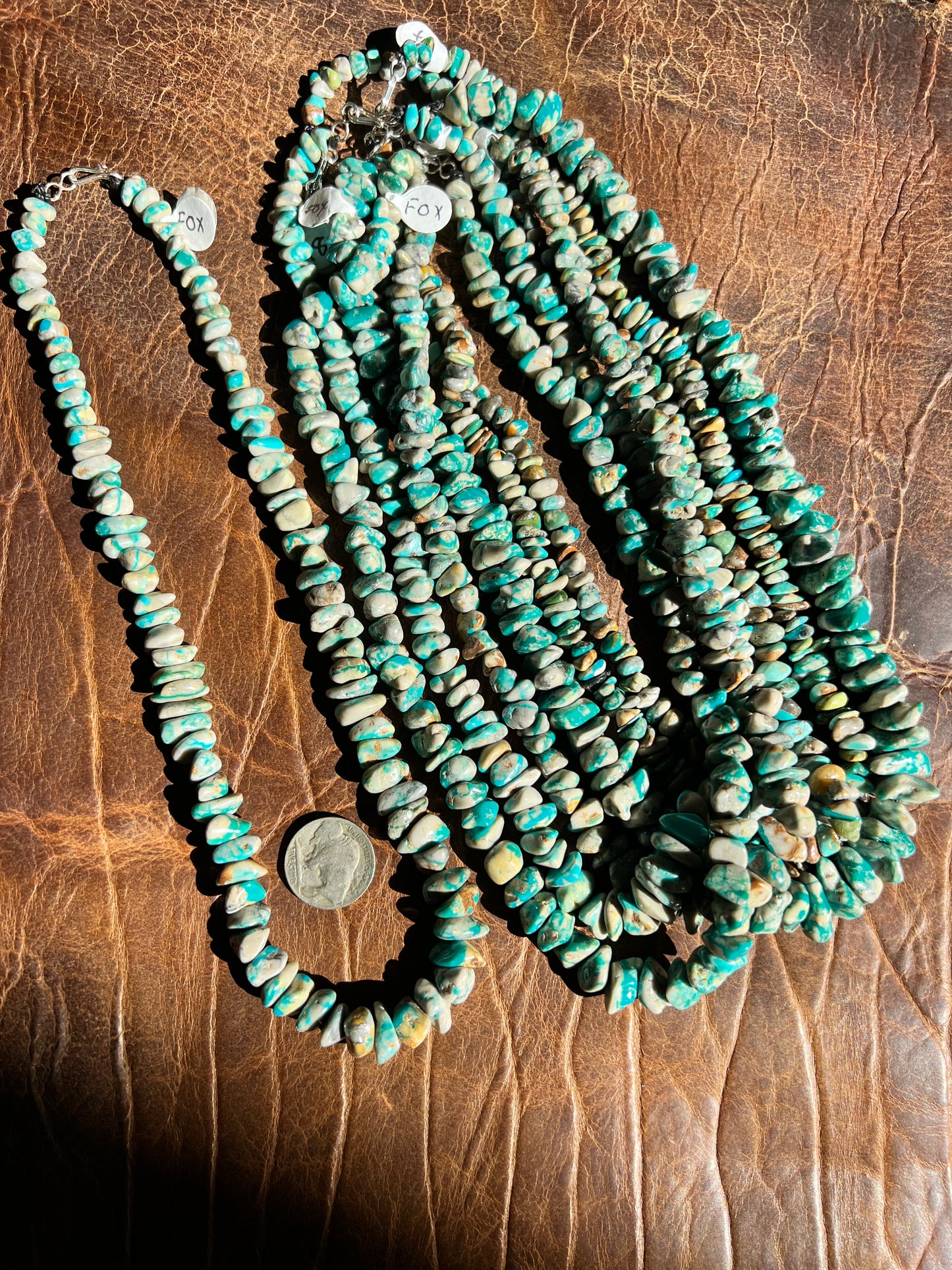 Fox Turquoise Nugget Necklace 19.5” Length