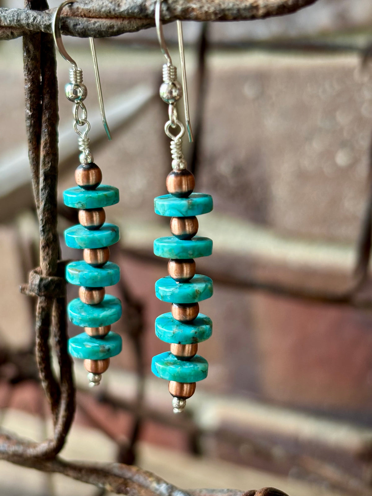 Copper & Turquoise Earrings 2.2”