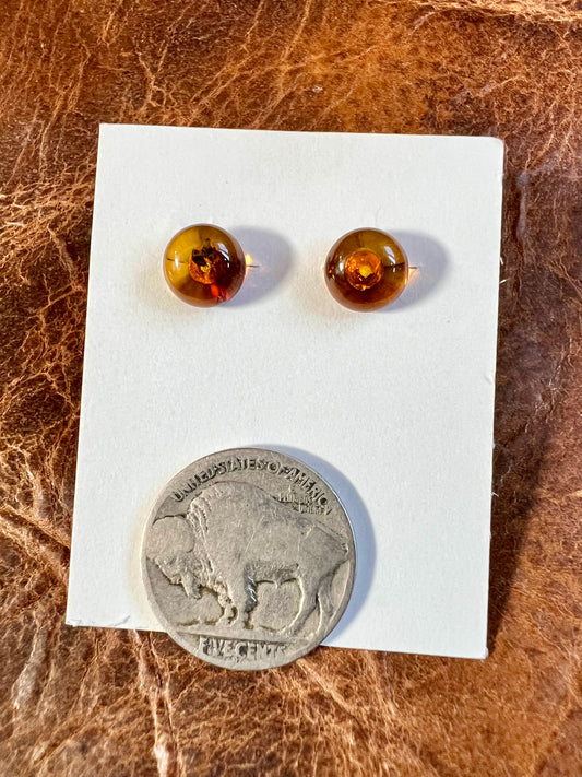 Baltic Amber Post Earrings 8mm