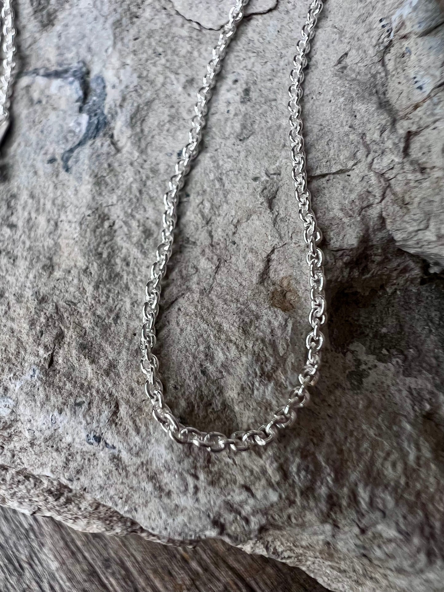 Sterling Silver High-shine Dainty Rolo Chain Necklace 18” (made in Italy)