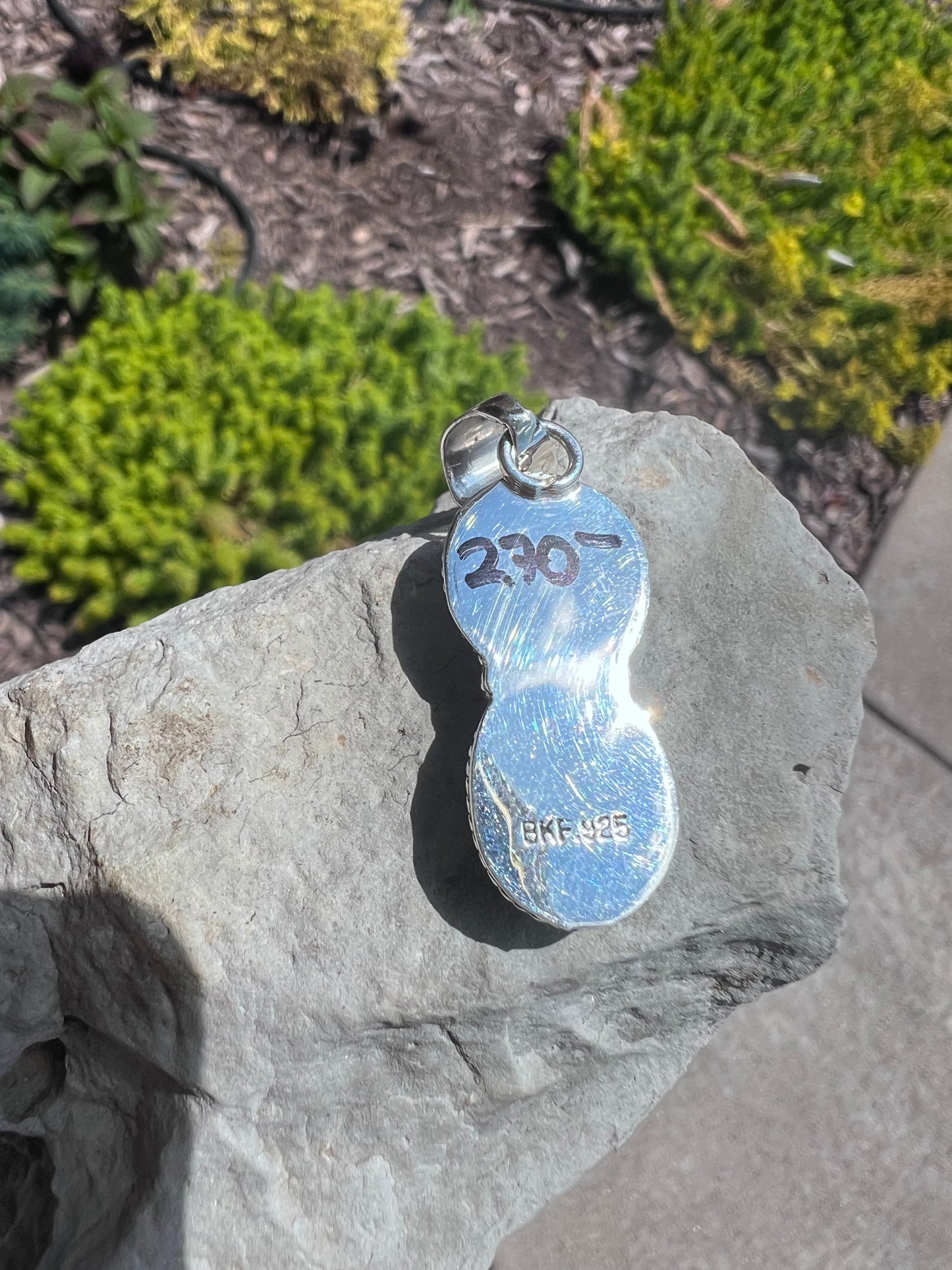 Native American Handmade Sonoran Mountain Turquoise 2-stone Pendant 1 5/8”