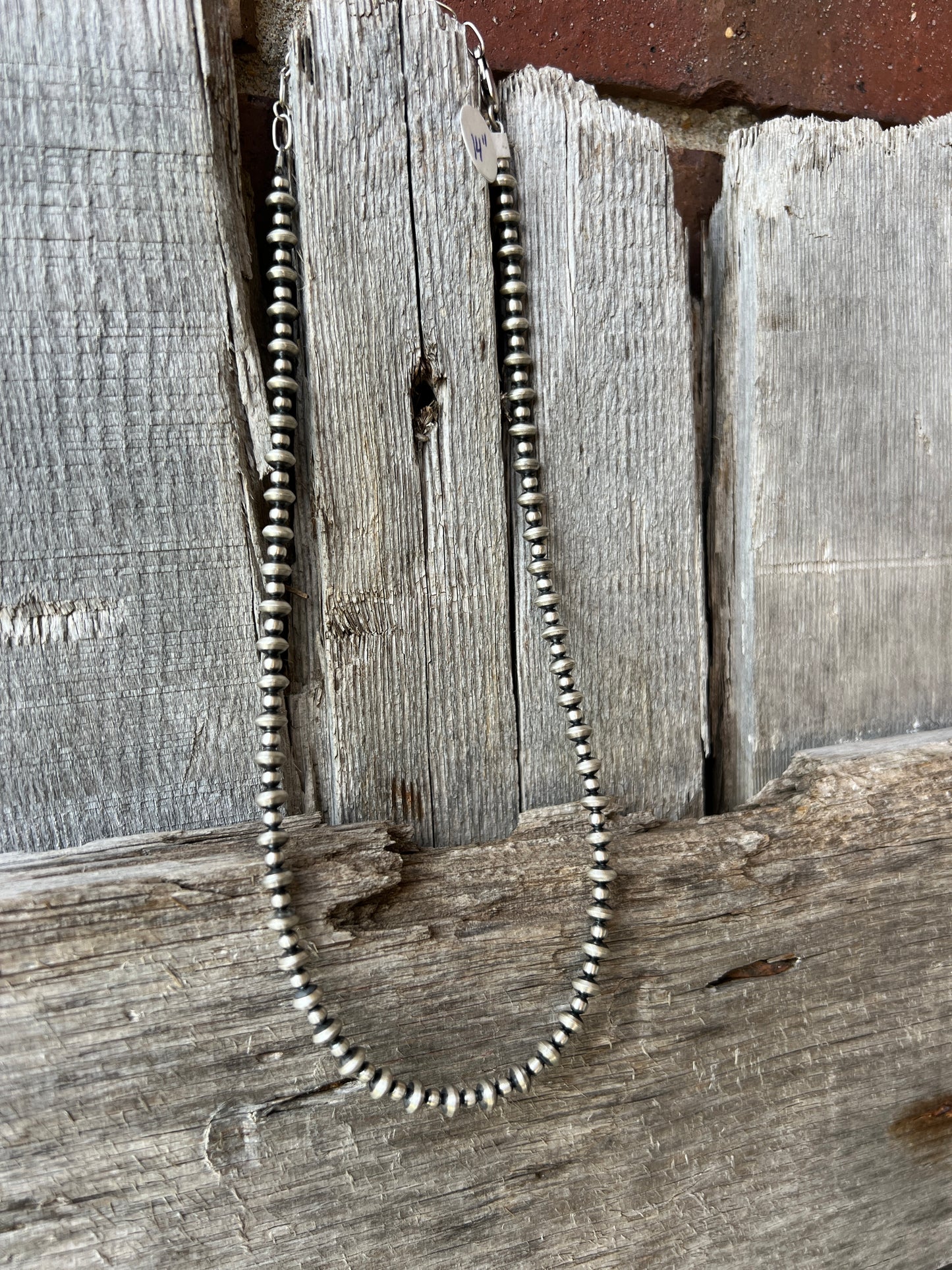 Sterling Silver Saucer & Round Bead Necklace 14”-16”