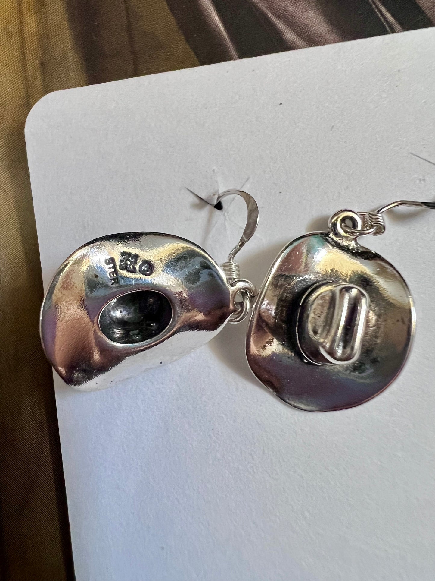Sterling Silver Cowboy Hat Dangle Earrings 1.25”