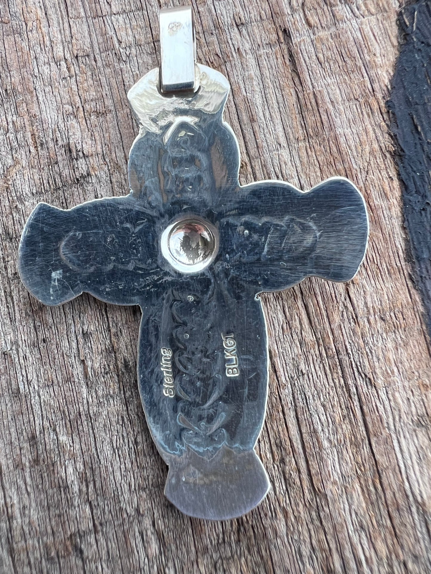 Native American Handmade by Arnold Blackgoat- Sterling Cross Pendant 2.25” x 1.5”