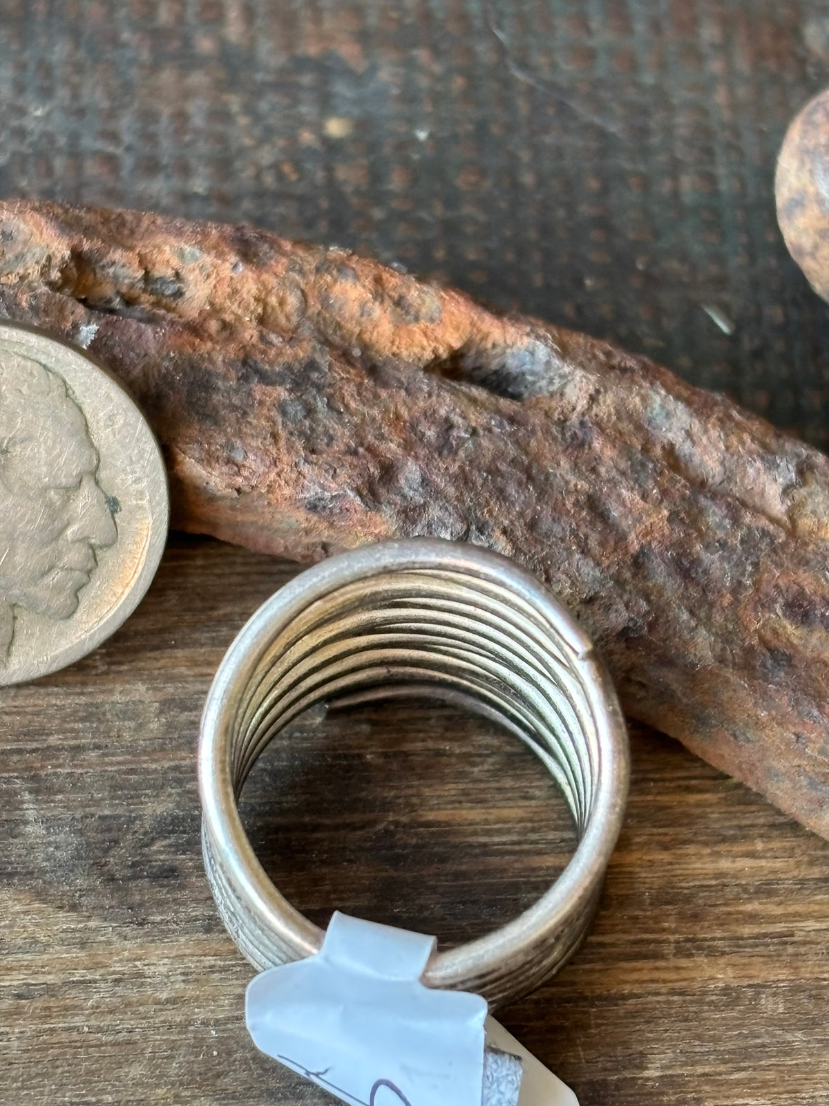 Vintage Handmade Artisan Wide Sterling Silver Ring Sz 8