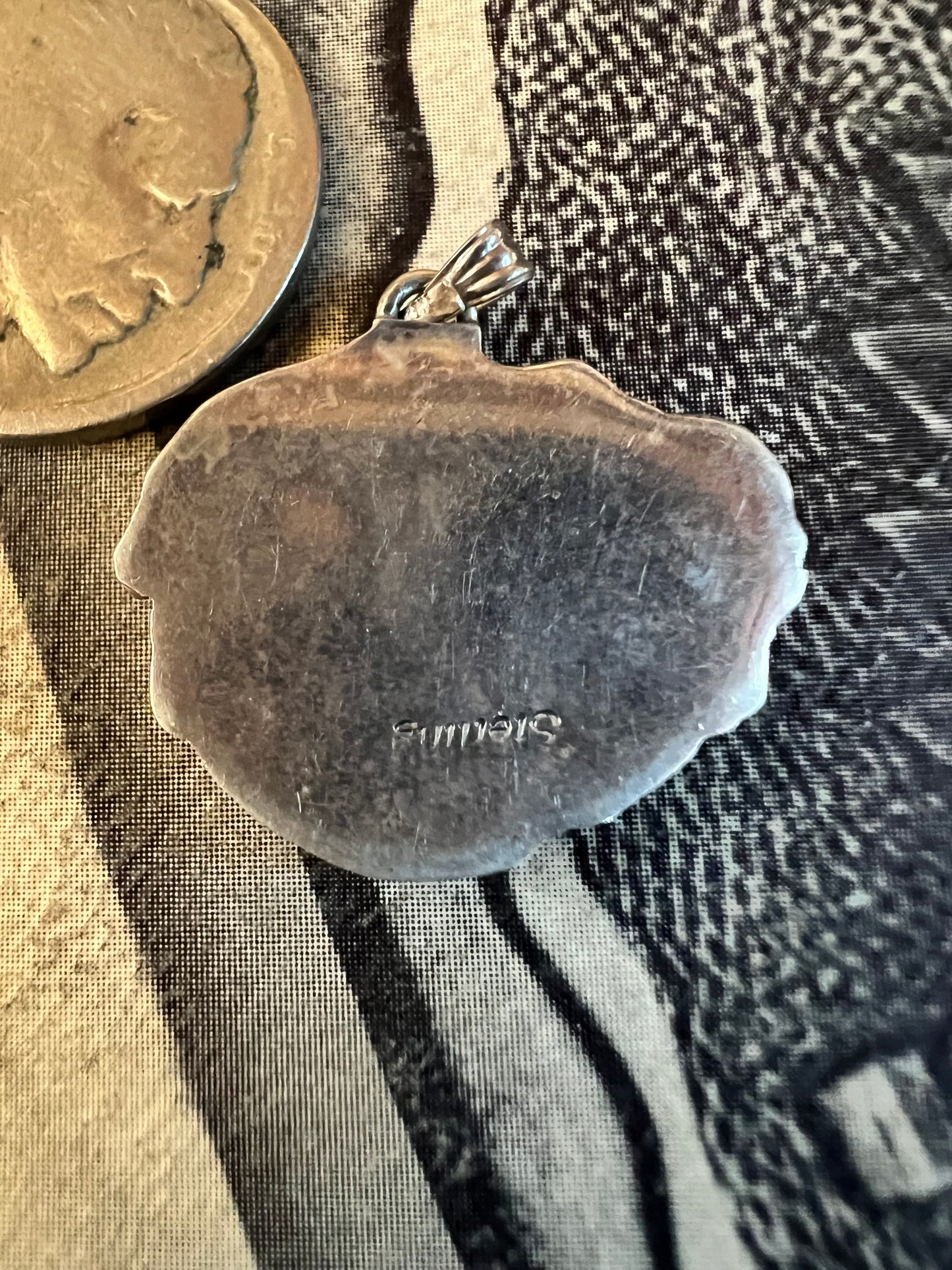 Vintage Turquoise & Sterling Pendant-Navajo Handmade 1”