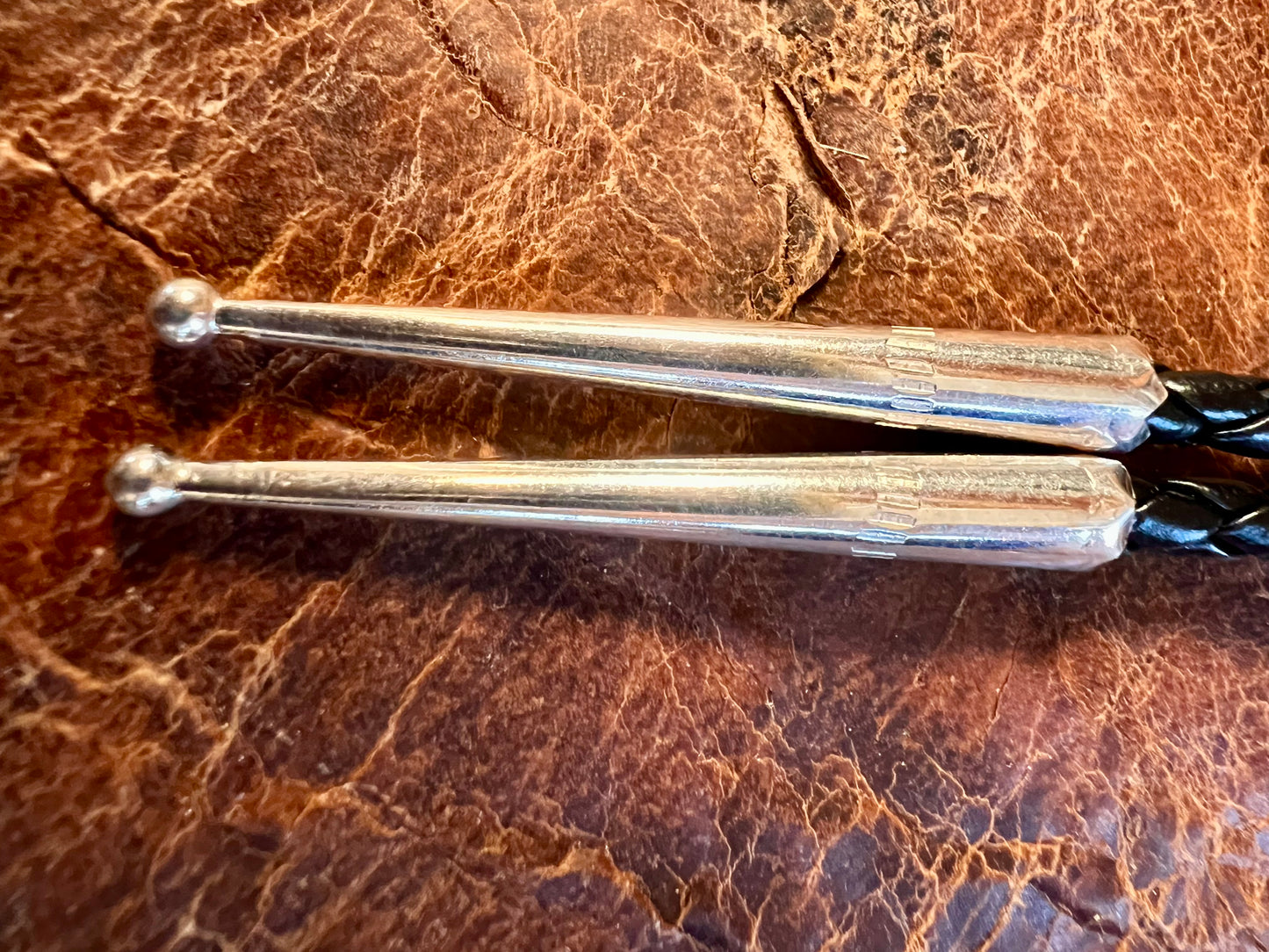 Navajo Handmade by Bertha Begay Scalloped Stamped Sterling Concho Bolo Necklace