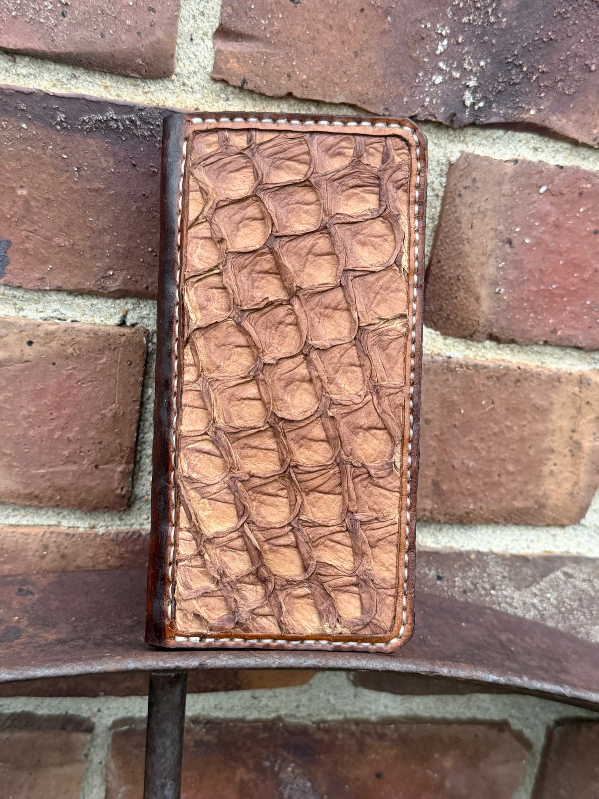 Brown Pirarucu Tooled Long Wallet