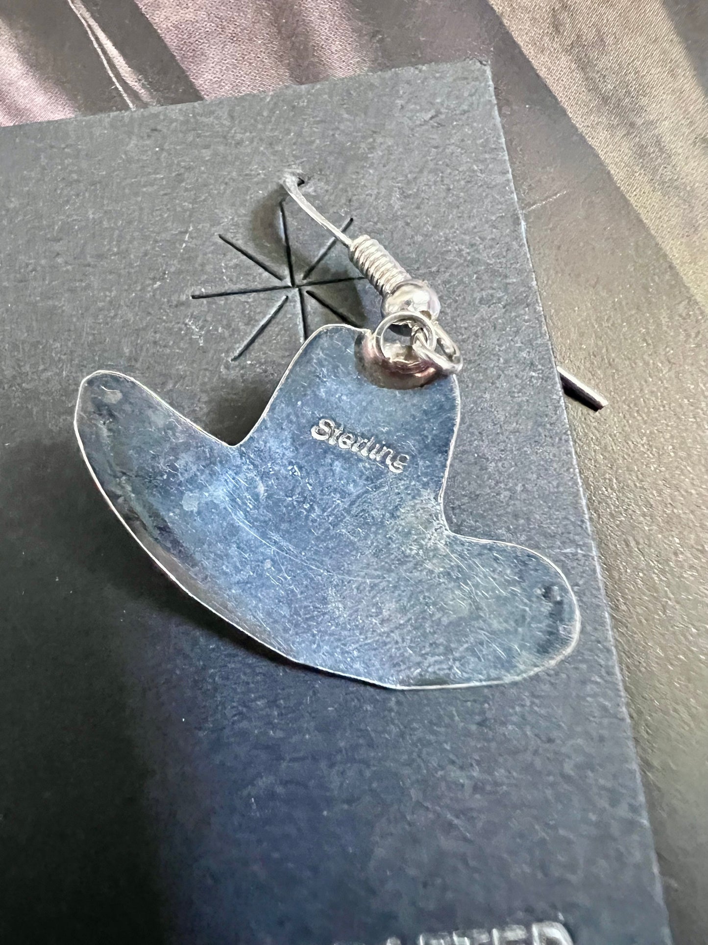 Handmade Sterling & Turquoise Cowboy Hay Dangle Earrings 1.5”