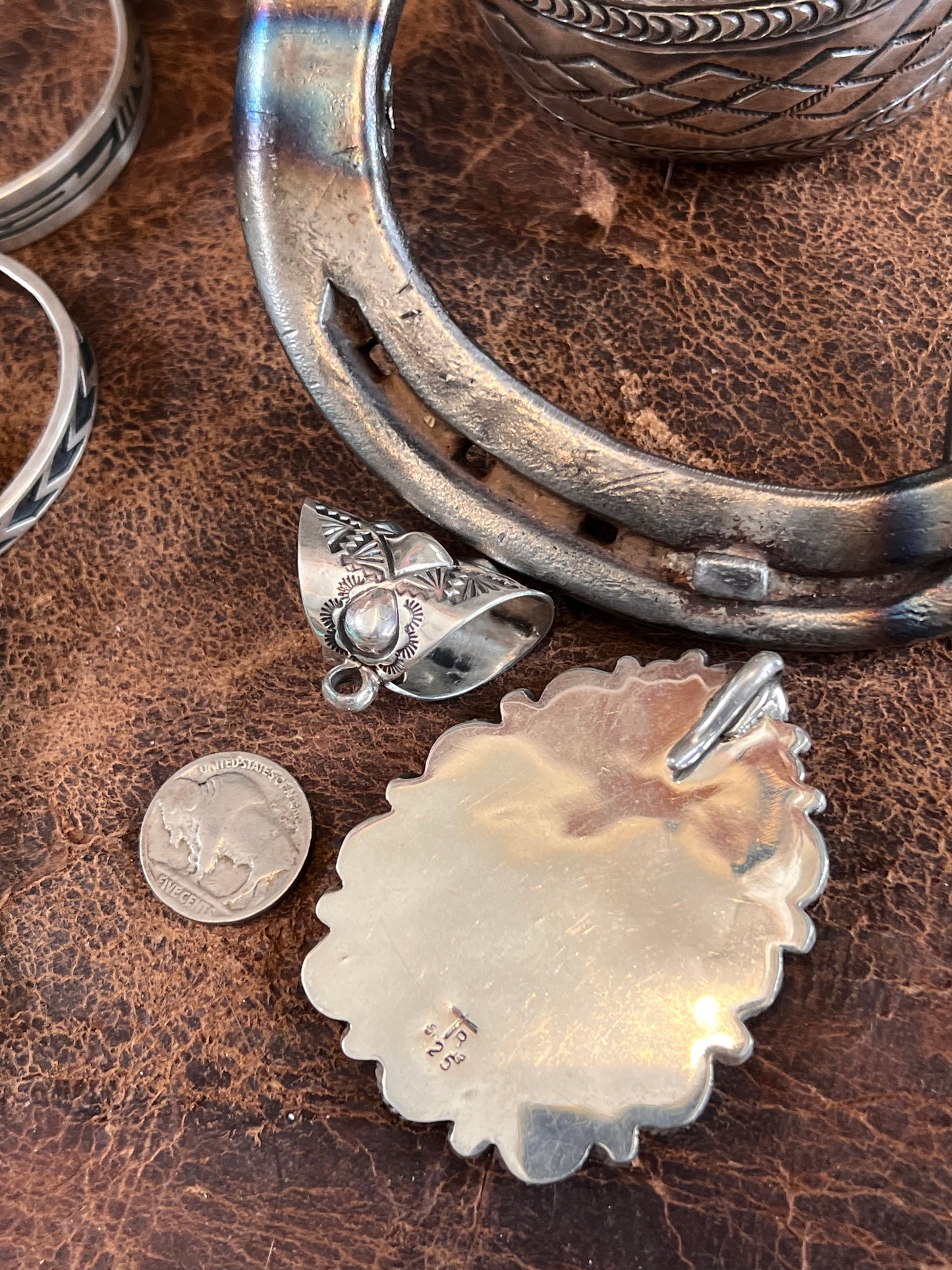 Handmade by Tyler Brown- Statement Piece!! Sonoran Gold Turquoise & Sterling Cluster Pendant Bale & Shepherds Hook