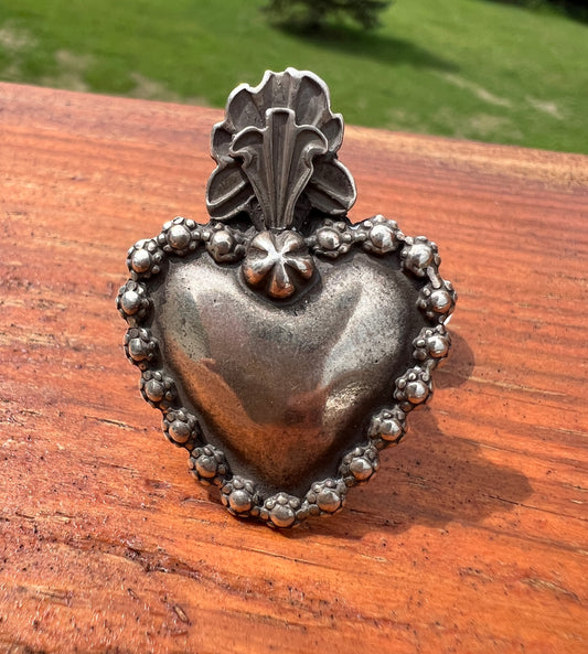 Southwest Handmade By Gregory Segura. Poeh Heart Sterling Silver Ring size 8.5