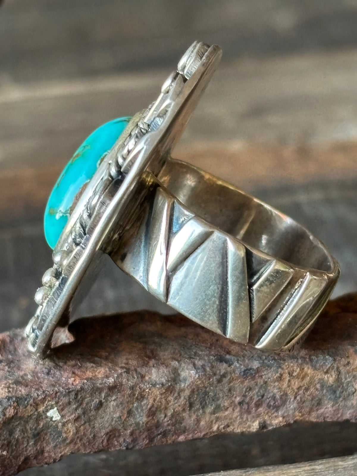 Handmade by Alena Zena - Royston Turquoise & Sterling Silver Ring Sz 9