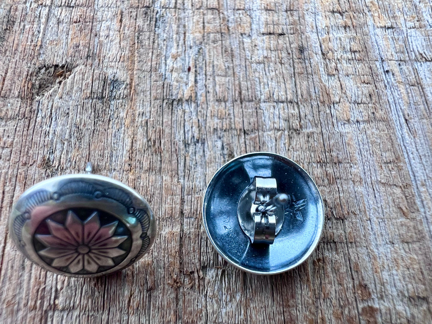 Sterling Small Concho Post Earrings 1/2”