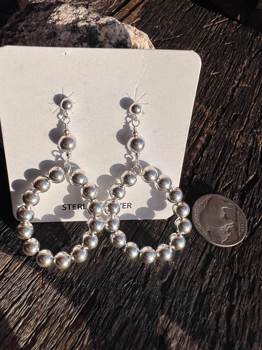Sterling Silver High-shine Bead Post Dangle Earrings