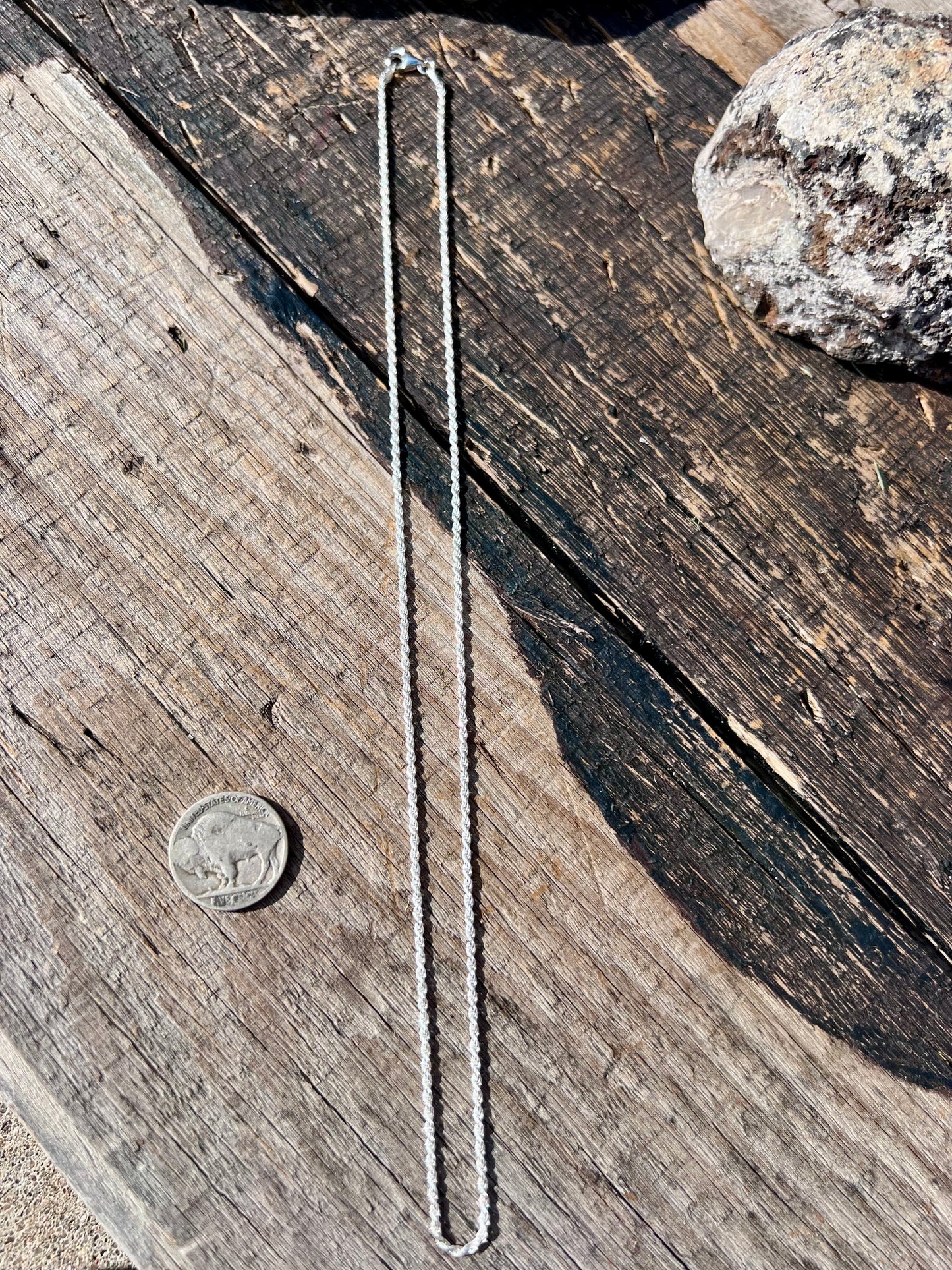 Sterling Silver(made in Italy) 1.5mm Rope Chain 18”