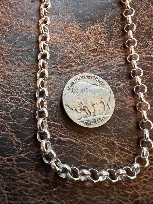 Italian Sterling Silver Rolo Chain 20” 5mm