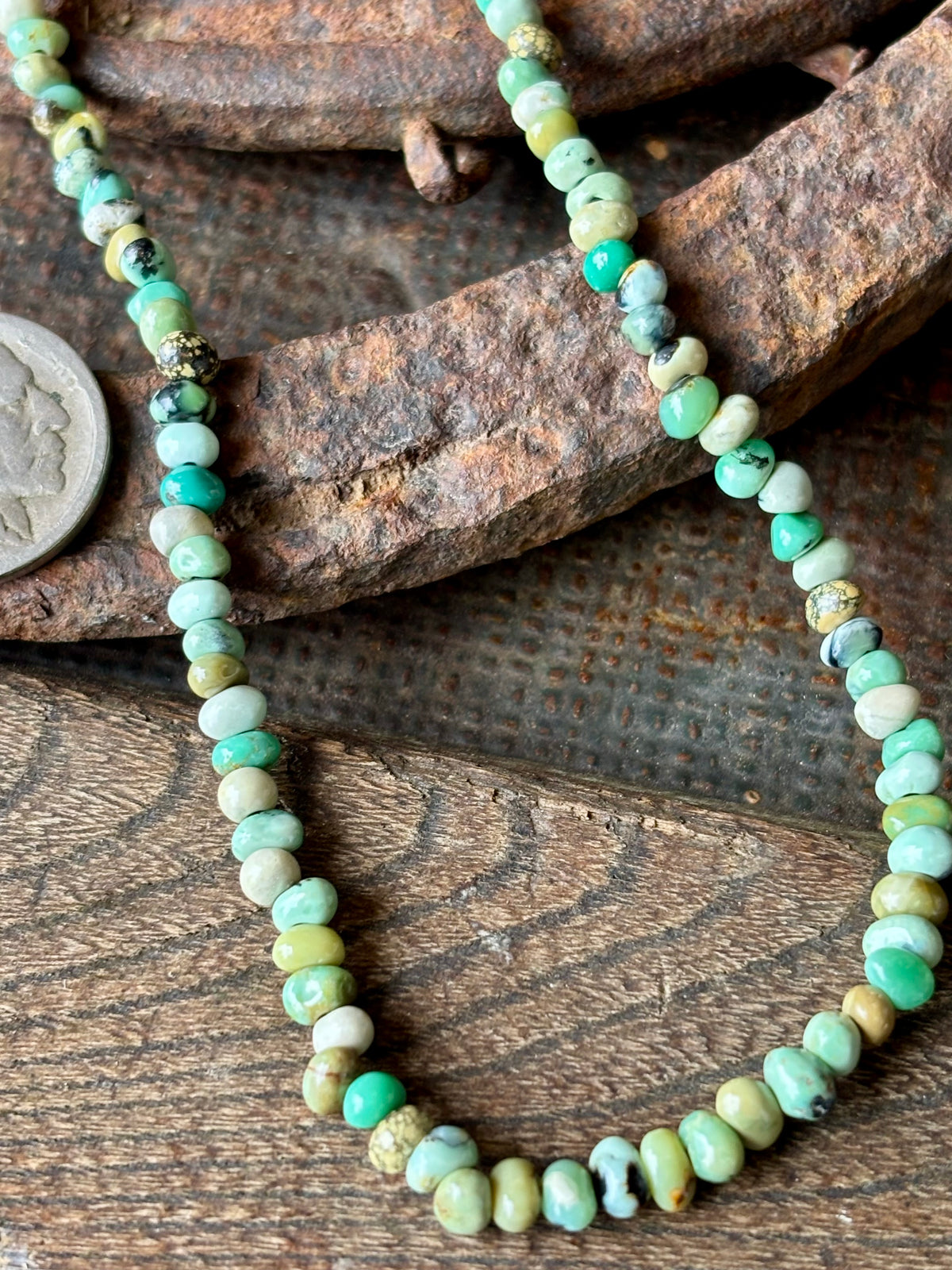 Rare New Lander Variscite Bead Necklace 19”