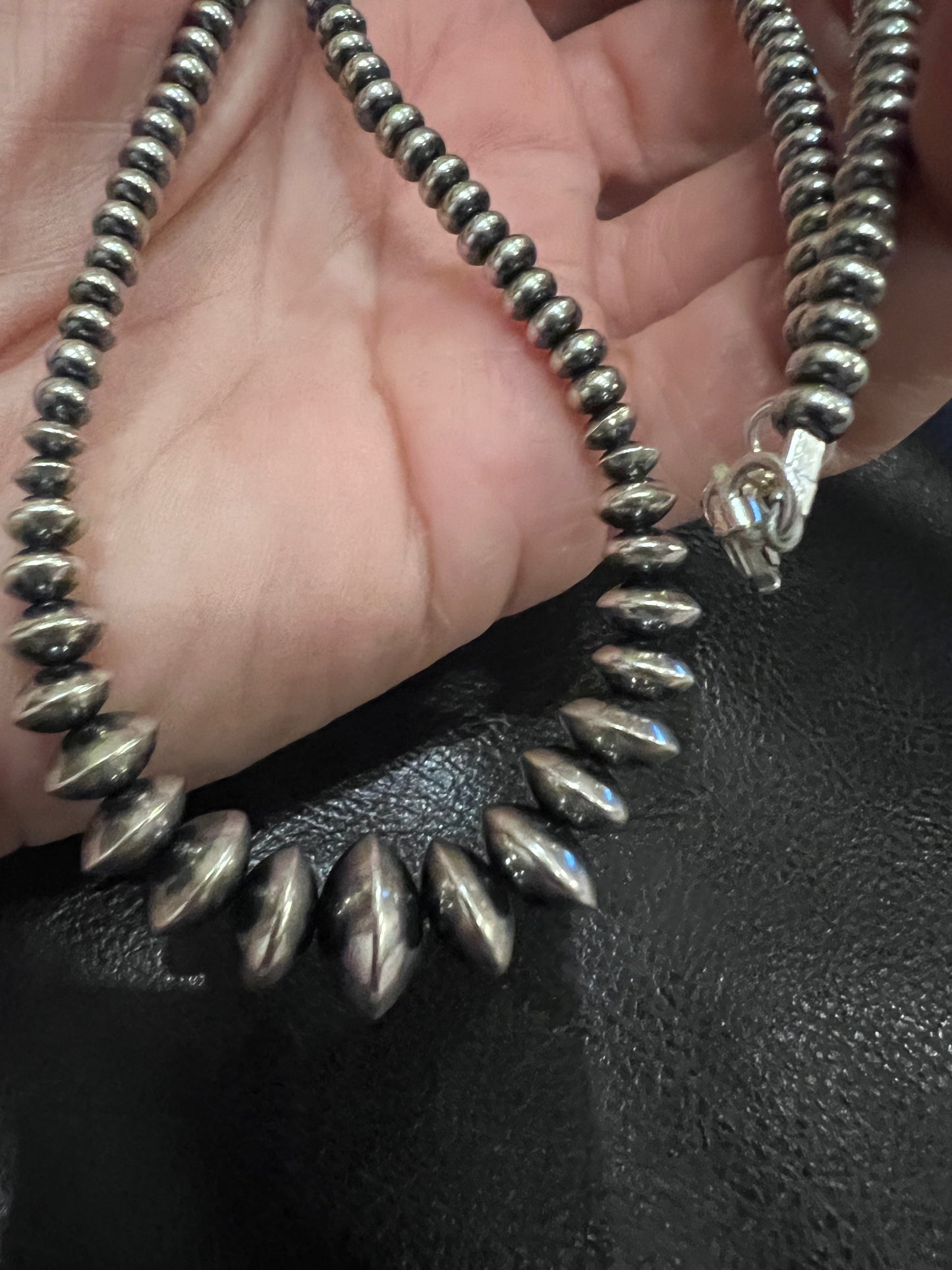 Sterling Silver 18” 4-12mm Rondelle & Saucer Bead Necklace